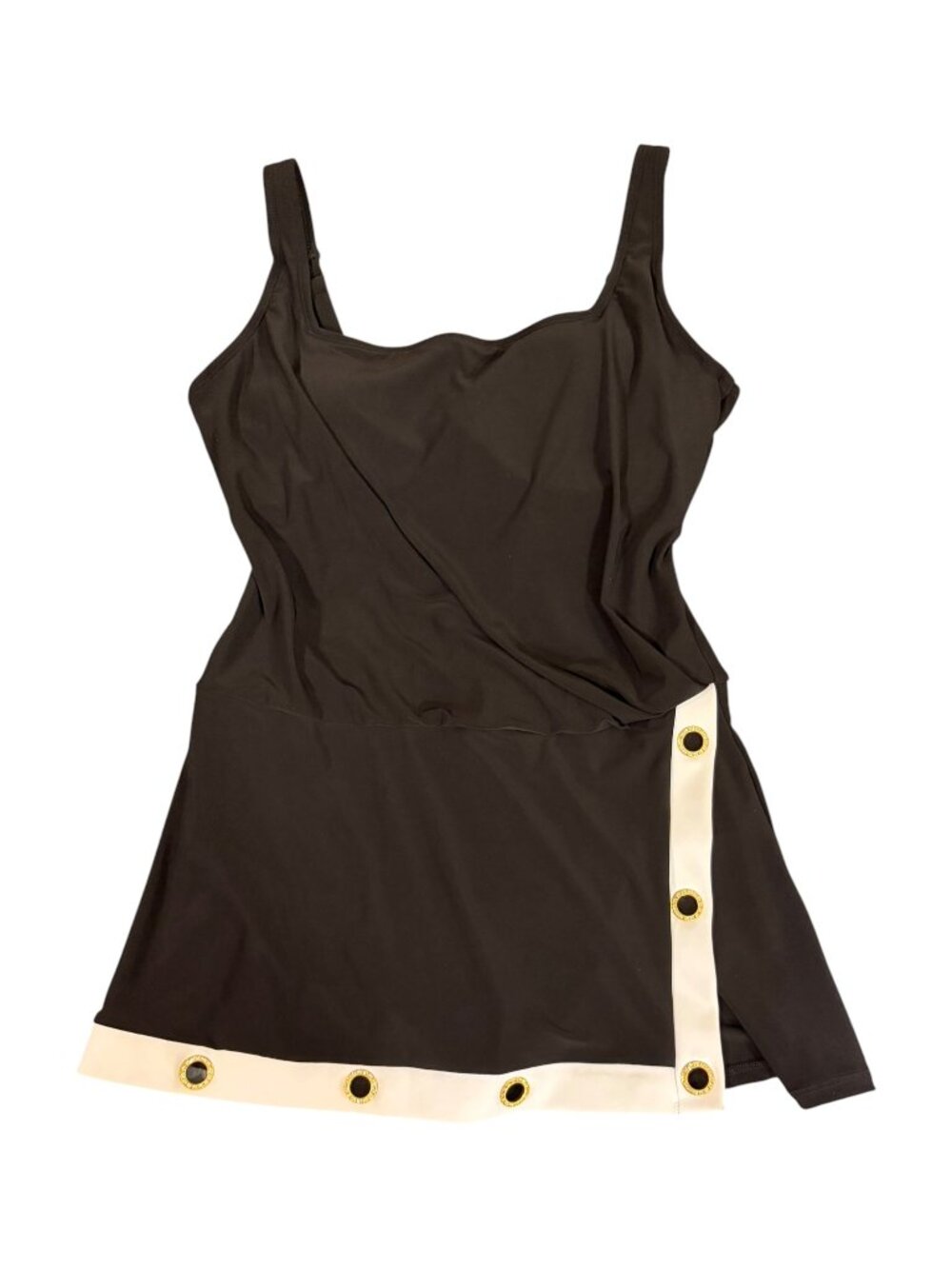Beyond Control Colorblock Tummy Control Grommets Swim Dress Size 14 Black White - Picture 4 of 8
